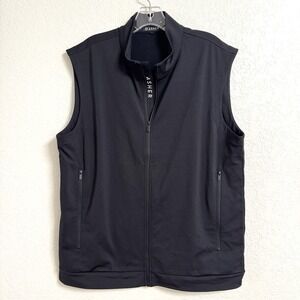Asher Golf Vest Men XL Black Full Zip Softshell Stretch Windbreaker
